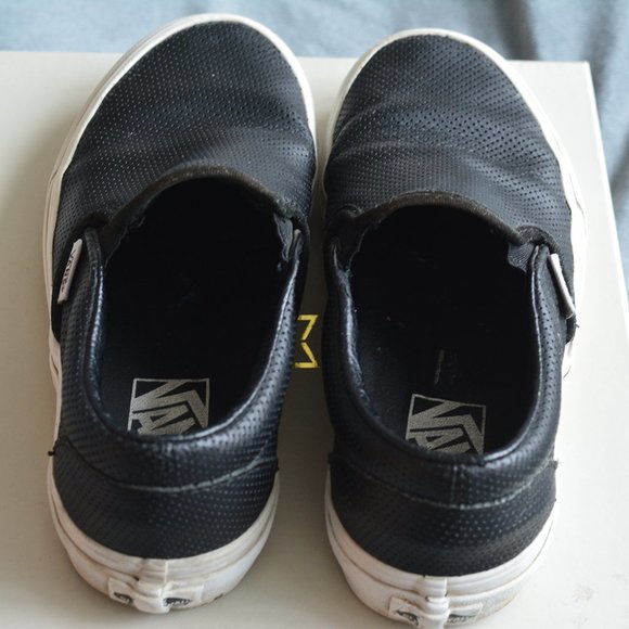 Vans Perf Leather Slip-On Shoe in Black - Picture 5 of 9